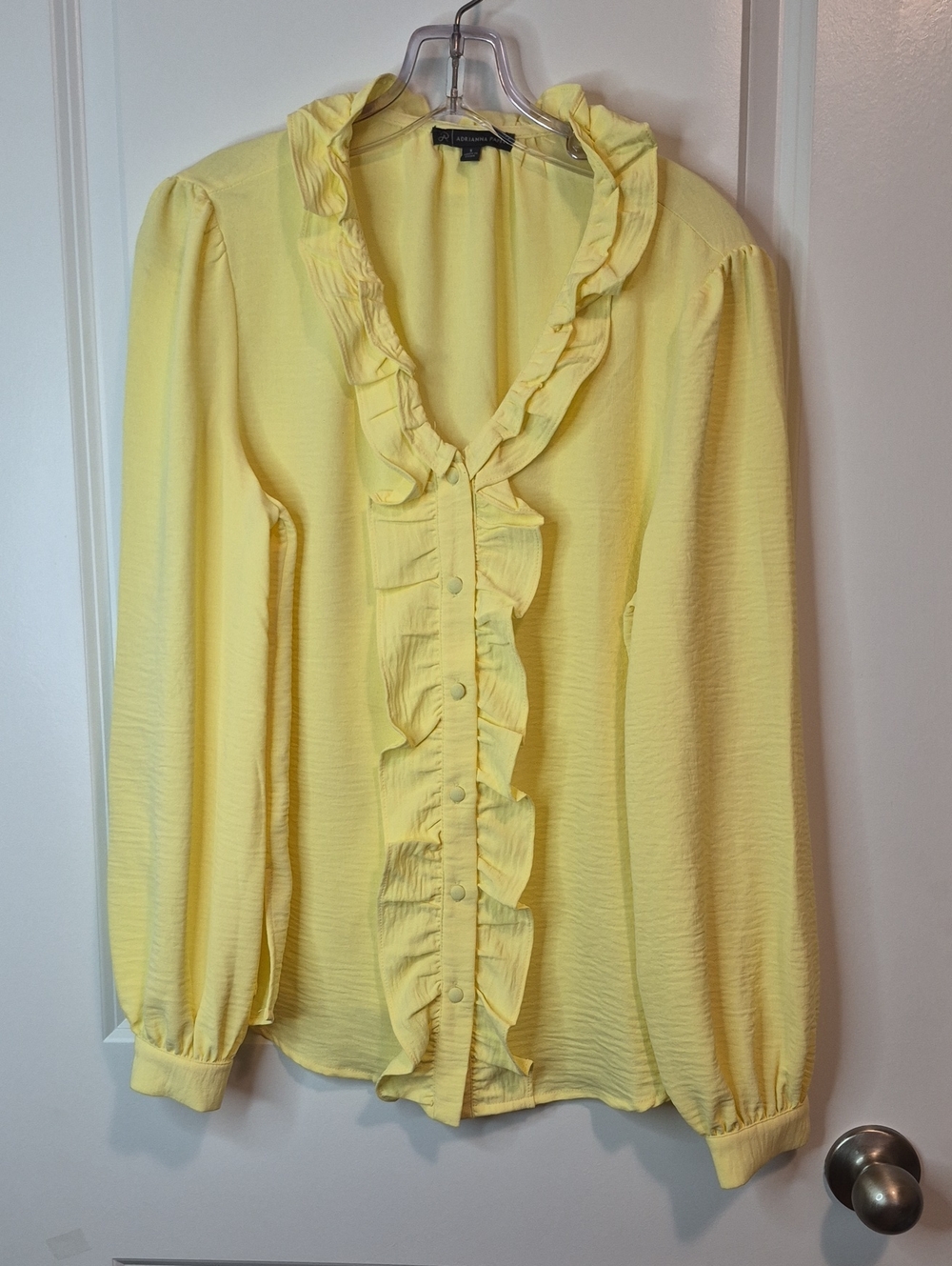 Adrianna Papell Lemon-Ruffle‎ Button Front Blouse Size S
